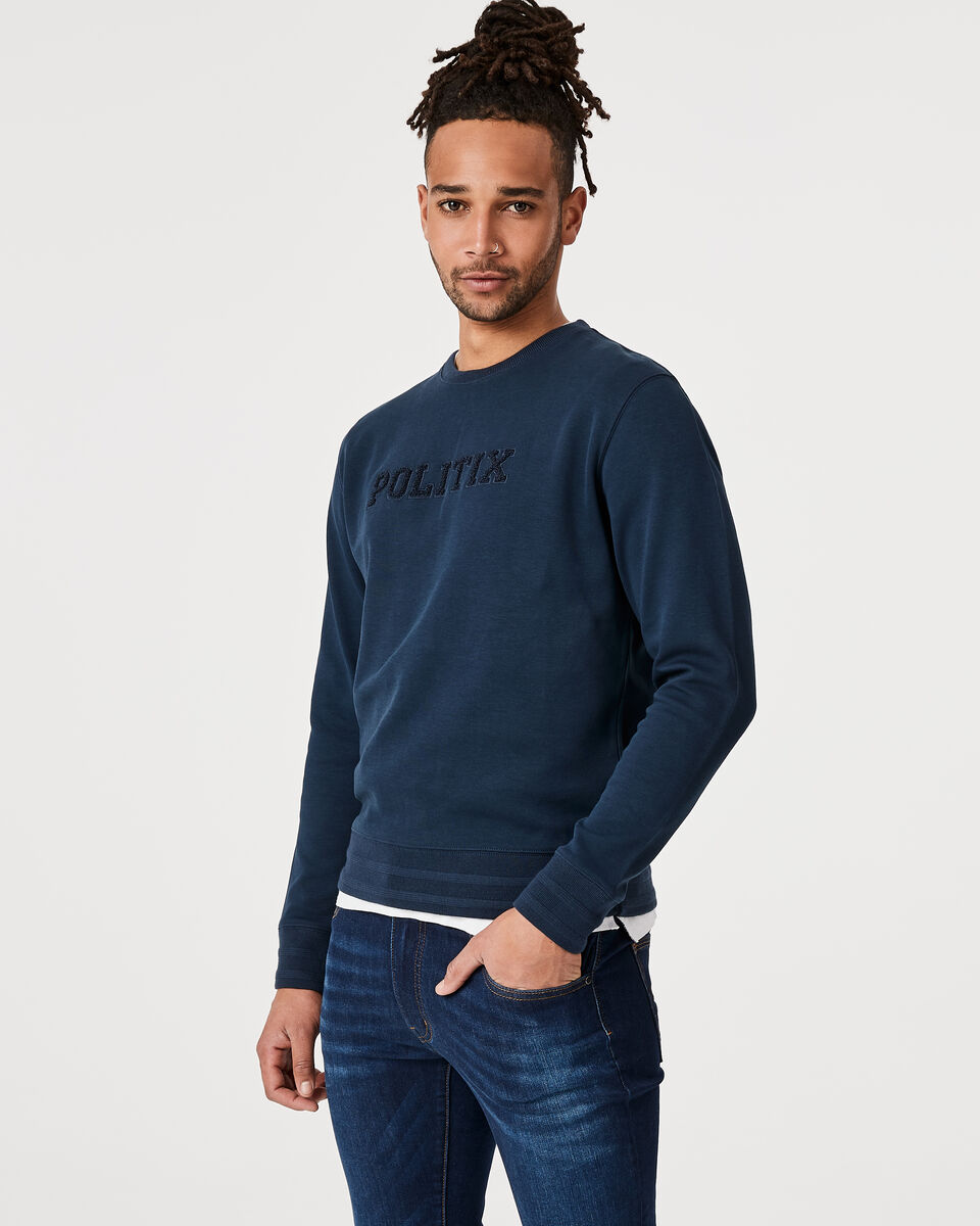 College Crew Neck Jumper, Blue, hi-res